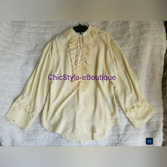 H&M S/S 2025 The STUDIO Ruffled Tunic Pale Yellow ONLY NO LOW BALLING!! - Picture 15 of 16